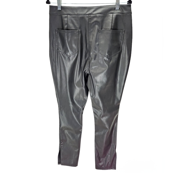 Prettylittlething Leather Pants Womens 10 Black BNWTs Side Slits - Picture 4 of 15
